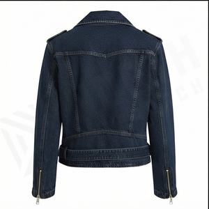 แจ็กเก็ตยีนส์มีซิปหลายแบบสำหรับผู้ชายกางเกงยีนส์คนขับรถบรรทุกแบบมีลายพื้นมีโลโก้ด้านหน้า - Product Image 3