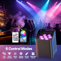 6 projecteurs Uplight avec flight case de chargement, 7x20W RGBWUV 6-en-1, à batterie, pour salles de mariage, fêtes, éclairage de scène sans fil
