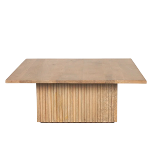 Table basse en bois de manguier massif, design cannelé, finition mate naturelle, style moderne, pour la maison, le bureau ou le salon - Product Image 1