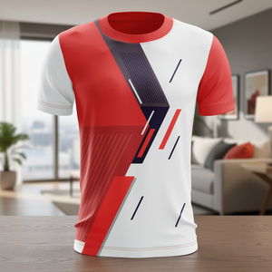 T-shirt d'été à manches courtes de haute qualité, sublimation, coupe classique, polyester, coton, toile respirante, col contrastant, 220g, décontracté - Product Image 3