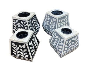 Vente chaude Artisanat indien de qualité Support de bougie Bakhoor en bois et incrustations d'os, Bougie chauffe-plat Rose pour décoration intérieure et table - Product Image 1