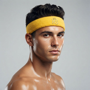 Bandeau de sport tricoté pour hommes, largeur 4,5 cm, respirant, antidérapant, en coton uni, toutes saisons - Product Image 3