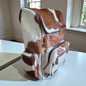 Custom Handmade Hair-On Leather <b>Backpack</b> Genuine Cowhide Travel Laptop Bag Wholesale Supplier Manufacturer LHBP-0038 - Product Image 4