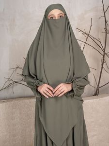 Abaya vert olive pour femme, longue, coupe ample, manches longues, couleur unie, ourlet asymétrique, style Moyen-Orient, tenue de prière - Product Image 1