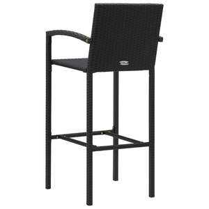 Ensemble de 2 tabourets de bar en rotin PE noir et acier thermolaqué, taille standard - Product Image 5