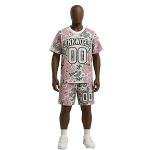 Ensemble short d'été personnalisé t-shirt imprimé style américain surdimensionné et short respirant tenue deux pièces à la mode - Product Image 2