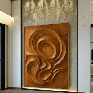 Sculpture murale en bois artisanale, design Art déco unique pour l'entrée de la maison moderne et la décoration murale d'accentuation - Product Image 4