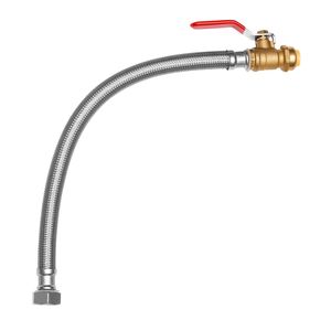 3/4\" FIP X 1/2\" PTC Ball Valve Stainless Steel Braided Water Heater Connector <b>Kit</b> Push Fit Valve Flexible <b>Plumbing</b> Hoses for - Product Image 1
