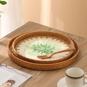 Bandeja de Servicio y Almacenamiento de Frutas, Café y Postres, Diseño Personalizado en Nácar y Ratán, con Proveedor Mayorista - Product Image 5