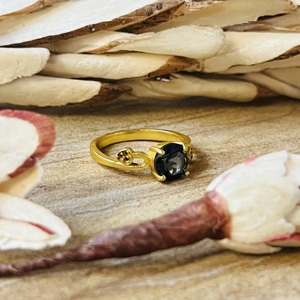Trendy Design Smoky <b>Quartz</b> <b>Ring</b> Boho Brass Jewelry For Women 18k Gold Plated Dainty Heart Floral <b>Ring</b> For Wholesale/OEM/ODM - Product Image 3