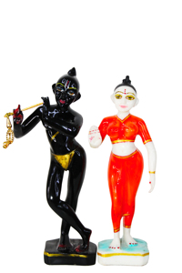 Vrindavan Radha Krishna – Ensemble d'idoles artistiques traditionnelles en résine, faites à la main, 2 pièces, pour Diwali, mariages et inaugurations de maisons - Product Image 3