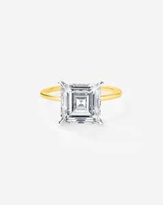 3 Ct Asscher Cut Lab Grown Diamond Engagement Ring Prong Set 14K Solid Gold DEF Color Luxury Minimalist Solitaire IGI Certified - Product Image 1