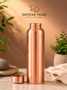 Bouteille d'eau en cuivre uni de qualité supérieure avec bouchon à vis pour la consommation quotidienne et la vente en gros - Product Image 2
