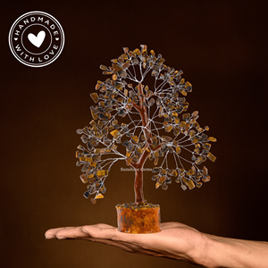 Árbol de la Vida de Cristal de Ojo de Tigre al por Mayor con Alambre Plateado, Piedras Curativas, Decoración para el Hogar - Product Image 5