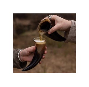 Corne à boire 100% en buffle, polie, avec support métallique, pour cadeaux d'affaires, décoration intérieure, style viking, pour Noël - Product Image 6