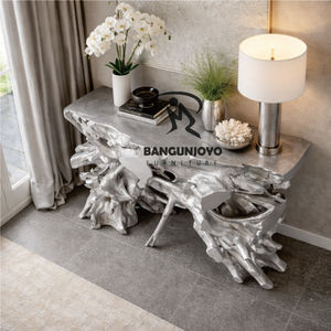 Modern Solid Teak Wood Root <b>Console</b> <b>Table</b> <b>with</b> <b>Storage</b> for Living Room - Product Image 3