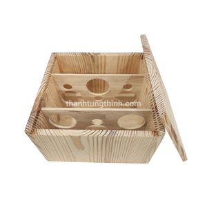 Boîte à vin en bois écologique, bois d'acacia, fabrication artisanale, gravure au laser, doublure en satin bleu, Thanh Tung Thinh Co Ltd - Product Image 6