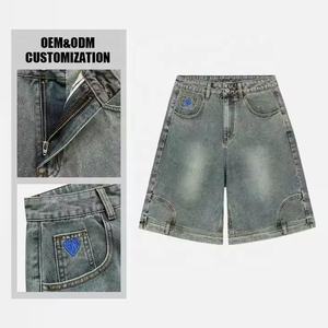 Washed Reverse Jorts Mens Casual Denim Shorts with Vintage Belt Chain Streetwear Baggy Jean Short - Product Image 4