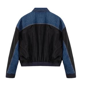 Nouvelle Arrivée : Vestes en Jean Tricotées Personnalisées pour Femmes avec Tissu Hiver Respirant Enduit, Design Décontracté à Blocs de Couleurs et Poches Appliquées - Product Image 2
