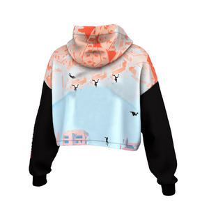 Sudadera recortada de gran tamaño para mujer con logotipo personalizado Sudadera con estampado forrado de invierno Streetwear Pullover-Moda al por mayor - Product Image 2