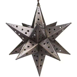 Antique Finished Handmade High Quality Decorative Aluminum Gold Silver Plated Star Metal Hanging Christmas <b>Tree</b> Ornament - Product Image 2