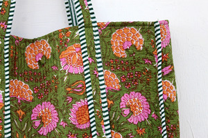 Bolso de Mano de Viaje Acolchado de Tela de Algodón para Mujer, Bolso de Compras de Verano - Product Image 3