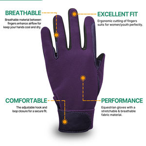 Gants d'équitation en cuir OEM personnalisés, gants de course équestre, gants de sécurité pour équitation, gants tactiles antidérapants pour sport équestre - Product Image 3
