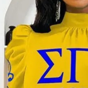 Blusa Elegante de Manga Larga con Cuello Medio Alto y Mangas Abullonadas Sigma Gamma Rho para Mujer, Prenda Casual y a la Moda, Ropa Personalizada - Product Image 4