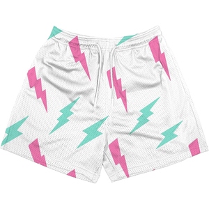 Shorts de sport en mesh pour hommes, impression intégrale personnalisée, style basketball, séchage rapide, respirant, shorts de sport pour la salle de sport - Product Image 5