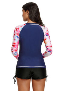 Custom <b>Women</b> Floral Long Sleeves Rash Guard Tee Sun Protection Summer Beach Wear Fitness Swimwear - Product Image 6