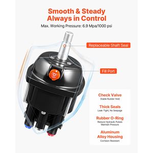 Kit di Sterzo Idraulico per Imbarcazioni Marine 90 HP 6.9 MPa 1000 psi con Pompa Timone e Cilindro Bloccante a Due Vie - Product Image 3