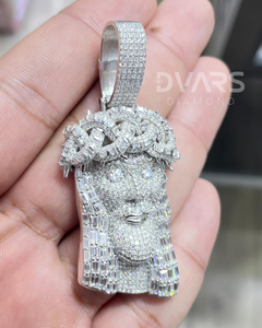 Pendentif Tête de Jésus style Hip Hop, entièrement serti de diamants, en argent 925, micro-pavé, en moissanite, pendentif religieux - Product Image 4