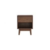 Table de chevet contemporaine en bois durable avec pieds effilés et 1 tiroir pour hôtel et chambre à coucher