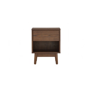 Mid-Century Modern Bed Side <b>Table</b> with Tapered Legs and <b>Walnut</b> Wood Grain Finish for Luxury Master Bedroom - Product Image 2