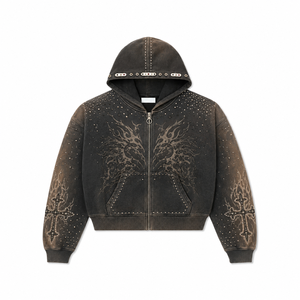 Sweat-shirt unisexe à capuche zippé gris avec imprimé lettres, coupe classique, décontracté, en molleton lavé 100% coton, écoresponsable, streetwear, hiver - Product Image 4