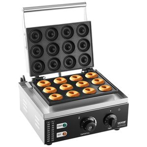 Máquina eléctrica para hacer rosquillas de 1550W, máquina comercial antiadherente para gofres con calefacción de doble cara de 12 orificios, temperatura de 122-572 ° F para restaurante - Product Image 1