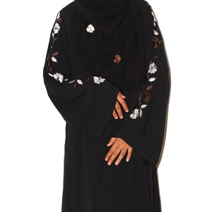 Belle Pétale Noir Brodé Nida Abaya Traditionnelle Musulmane Modeste Porter Vente Chaude Polyester Jilbab Burka WS INTERNATIONAL - Product Image 1