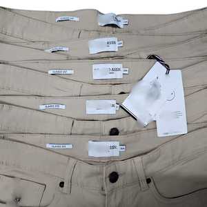 Pantalones Chinos de Algodón Lavado para Hombre, Corte Clásico, Cintura Media, Frente Plano, Tejido de Peso Medio, Diseño Casual de Cinco Bolsillos con Cierre de Botones - Product Image 1