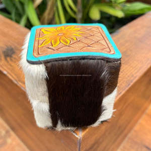 Nouvelle bague boîte à bijoux en cuir repoussé à la main emballage personnalisé note cadeau Design de luxe boîte en cuir de vachette véritable pour les femmes - Product Image 6