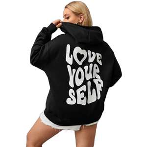 Womens <b>Oversized</b> Black Winter <b>Fleece</b> <b>Hoodie</b> Long Sleeve Casual Loose Fit Pullover Sweatshirt Daily Wear - Product Image 1