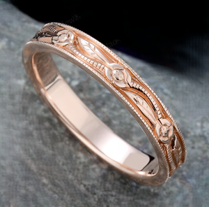 Anillo Magnético de Cobre Unisex, Anillo Terapéutico para Dedos, Diseño Floral con Hojas de Rosa y Borde de Cuentas, Alivio del Dolor Articular, Biomagnético - Product Image 2