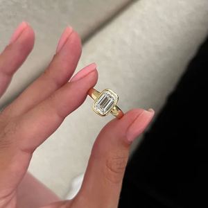 3.0 CT <b>Emerald</b> Cut Lab Grown Diamond Bezel Engagement <b>Ring</b> Modern Solitaire Bridal <b>Ring</b> 14K Gold IGI Certified Elegant Proposal - Product Image 2