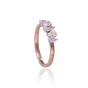 Ivaan Jewels Women's 925 Sterling <b>Silver</b> Rose Gold Plated Prong Set Pear Cut <b>Cubic</b> <b>Zirconia</b> Five Stone Trendy Engagement <b>Ring</b> - Product Image 6