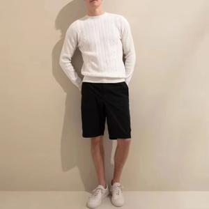 Pull en tricot blanc pour homme, manches longues, couleur unie, laine/acrylique, coupe classique, respirant et à séchage rapide, hiver 2027 - Product Image 5