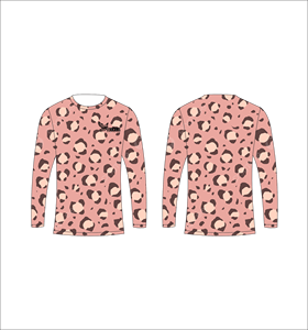 T-shirt personnalisé à manches longues sublimé, imprimé léopard, col rond, vêtements de sport performants, collection Ferocious, vente en gros - Product Image 1