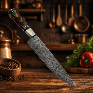 Custom Handmade Chef <b>Knife</b> Damascus Steel Wood Handle Leather Sheath 8-9.9in Blade Ambidextrous Modern Design Extra <b>Sharp</b> - Product Image 6