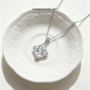 Collier pendentif en argent sterling 925 avec diamant à haute teneur en carbone pour femmes, plaqué platine, goutte d'eau, collier géométrique, 5g - Product Image 4