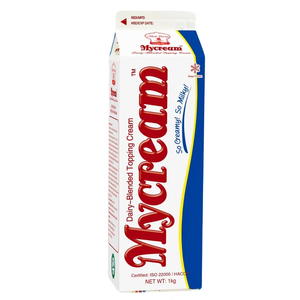 Fournisseur en gros, vente directe d'usine, crème non laitière, service OEM/ODM, HALAL, crème de garniture mélangée blanche Mycream 1KG, desserts - Product Image 1