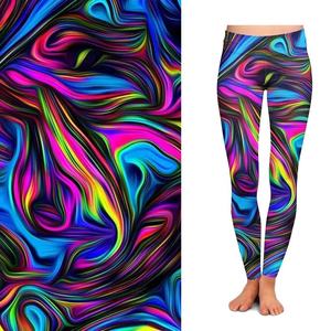 Leggings Deportivos para Mujer, Diseño Personalizado con Estampado de Arcoíris, Pantalones de Yoga, Cintura Media, Spandex/Poliéster Transpirable - Product Image 2