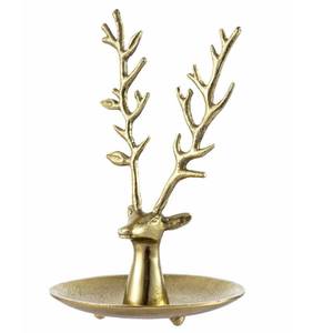 Soporte para Joyas con Forma de Cabeza de Reno, Bandeja para Anillos de Metal en Tono Latón, Soporte para Collares y Pulseras, Organizador Decorativo de Joyas - Product Image 1